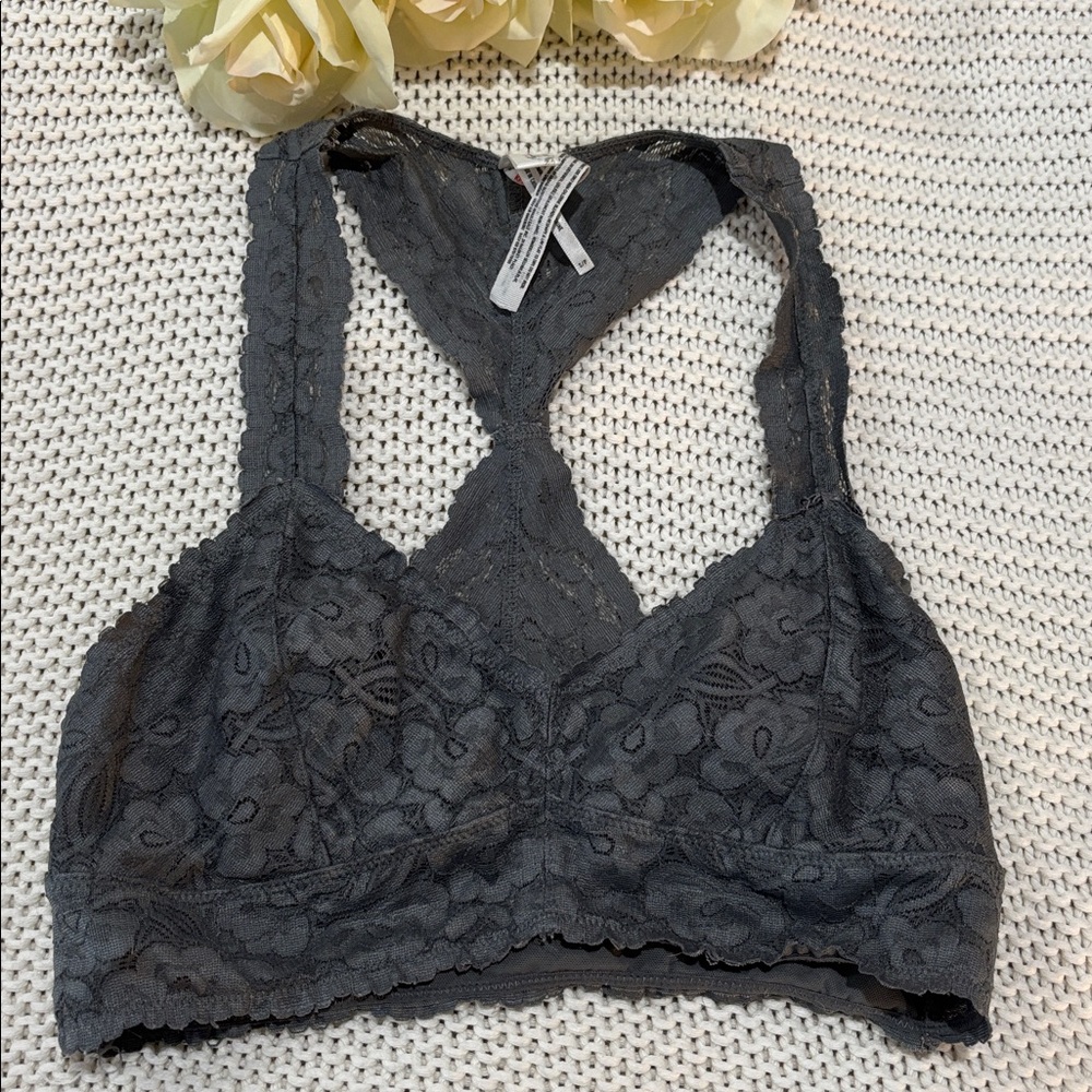 Free People Charcoal Lace Bralette